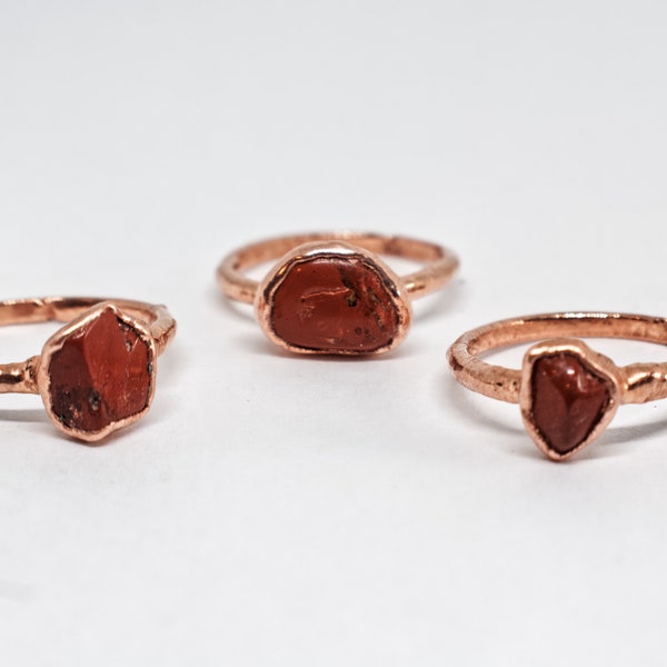 Red Jasper Ring / March Birthstone Ring / Electroformed Copper Jewelry