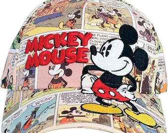 Disney Mickey Mouse Comic Book Print Snapback Hat - Adjustable Baseball Cap
