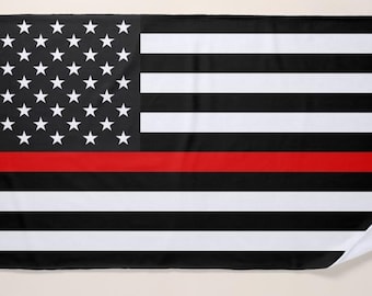 Firefighter United States Flag Beach Towel - Thin Red Line - 30" x 60" - Gift