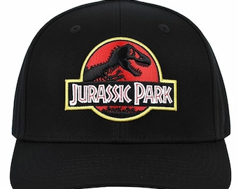 Vintage Adult Baseball Hat Jurassic Park Logo Black Cap - Unisex Classic Dinosaur Movie Hat