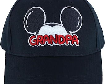 Vintage Black Grandpa Disney Mickey Hat - Classic Mickey Baseball Cap for Grandpa, Adjustable Fit