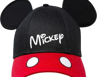 Vintage Disney Mickey Mouse Classic Black & Red Ears Snapback Hat – Adjustable Unisex Cap