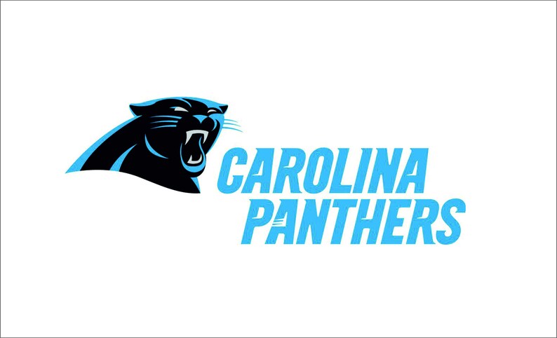 May include: Carolina Panthers logo featuring a black panther with a white background and the team name in blue text.