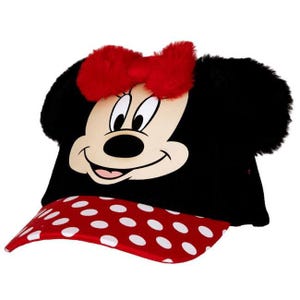 Fluffy Minnie Mouse Ears Hat | Soft Plush Disney Cap for young Girls | Fuzzy Ear Baseball Hat for Theme Parks Travel Gift image 1