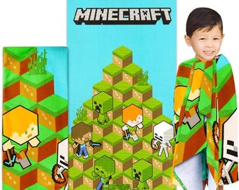 Minecraft Beach Towel for Kids - Creeper Design - Soft, Absorbent, 30" x 60"