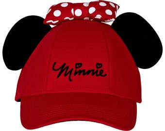 Vintage Disney Minnie Mouse Sassy Bow Ear Hat - Red, Youth Size