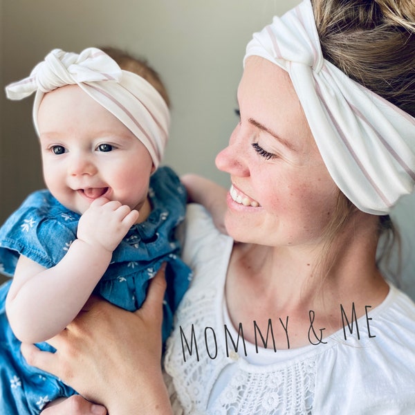 OPTIONAL Mama und ICH Combo, Baby Kopfband, Kleinkind Turban Kopfband, Top Knot Stirnband, Stirnband, Turban wrap, Frauen Kopfband,