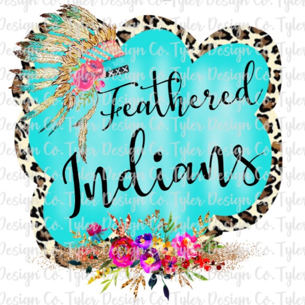 Indiens à plumes, Aquarelle florale, Sublimation Indian Headdress Texas Country Leopard, Digital Design Instant Download, Fichier PNG