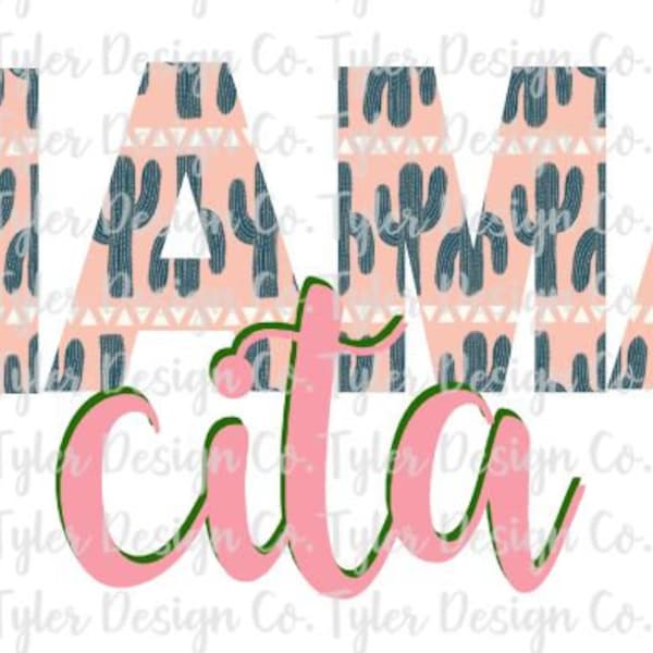 Cactus Mama Cita v1, Sublimation, Clip Art, Stock Photo, Cactus Script Mamcita, Instant Digital Download, PNG File