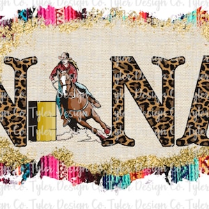 Barrel Racer Nana: Cowgirl Horse Leopard Serape PNG (Digital Download)