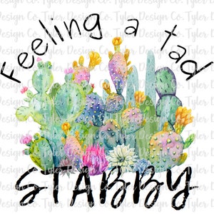 Feeling a Tad Stabby, Succulent, Cactus, Grappige Bloemen Aquarel, Digitaal Ontwerp, Instant Download | JPEG- en PNG-bestand