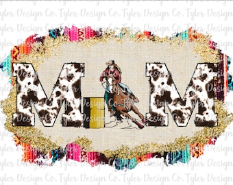 Barrel Racer Mom Cow Print: Rodeo Horse Design (PNG File)