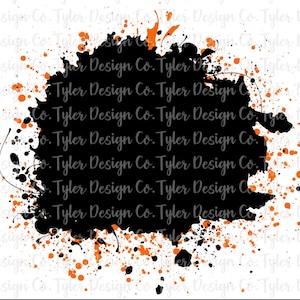 Black and Orange Background, Paint Splatter, Splash, Digital Design, Instant Download, PNG File