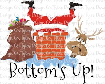 Funny Santa in Chimney PNG: Christmas Reindeer Sublimation (Digital Download)