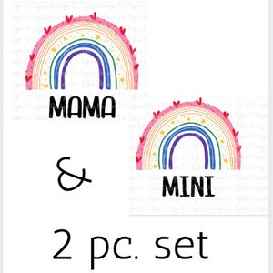 Mama & Mini, Sublimation, passendes Mutter Tochter Regenbogen Design Set, Instant Digital Download, PNG Datei
