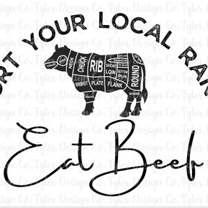 Support Local Rancher Eat Beef - Cow Cut Chart (Digital Design)
