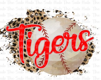 Tigers Baseball , Sublimation, Leopard Softball Sports, Instant Design Download, PNG File