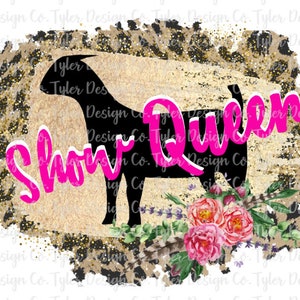 Show Queen Boer Goat, Leopard Floral Glitzer, Sublimation, Ag LifeLivestock Rodeo Team Tier zeigen digitales Design Download, PNG Datei