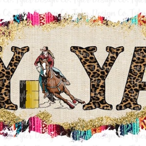 Leopard Serape Barrel Racer Yaya: Cowgirl Horse Rodeo PNG (Digital Download)