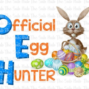 Offizieller Eierjäger, Osterei Hase mit Korb Sublimation Clip Art Christian Ostern Digital Download Tshirt Design PNG Datei