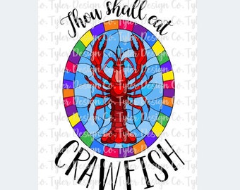 Funny Crawfish Stained Glass Graphic: Crawfish Boil Design (PNG File)