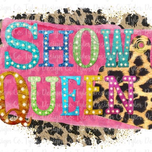 Show Queen mit Anhänger, Leopard Floral Glitter, Sublimation, Ag LifeLivestock Rodeo Team Animal Showing Digital Design Download, PNG Datei