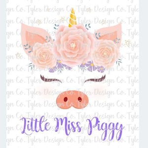 Floral Pig Unicorn Watercolor: Boho Sublimation Design (PNG File)