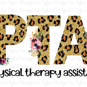 Diseño de PTA con estampado de leopardo floral: Asistente de fisioterapia (Descarga digital)