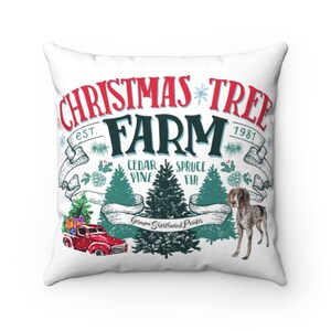 GSP German Shorthaired Pointer Christmas Tree Farm 18&quot;x18&quot; Throw Pillow