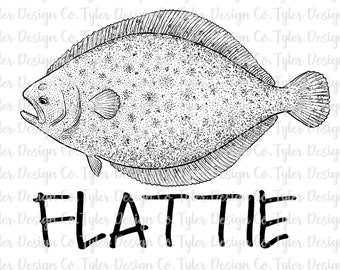 Flounder Fishing Silhouette: Saltwater Nature Design (PNG File)