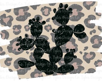 Leopard Cactus T-Shirt Design: Rustic Watercolor PNG (Digital Download)