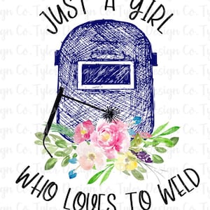 Girl Welder Floral Helmet Sublimation Design (PNG File)