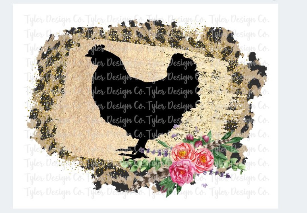 Leopard Pattern Chicken Leopard Floral Chicken PNG: Glitter Sublimation Design (digital ...