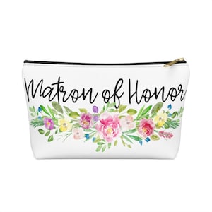 Matron of Honor Floral Accessory Pouch: Wedding Party Gift