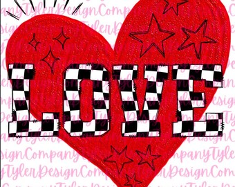 Love Checkered Heart Valentines Day Design (Digital Download)