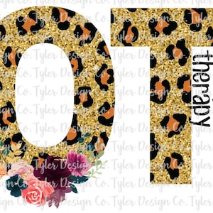 Occupational Therapy, Sublimation, Stock Photo, Floral Flower, Glitter, Leopard, Cheetah , Digital Design Download, PNG File