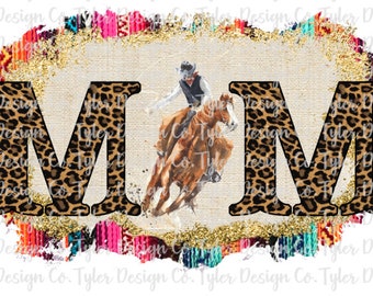 Roper Mom Leopard Print, Rodeo Horse, Serape Western Design (PNG File)