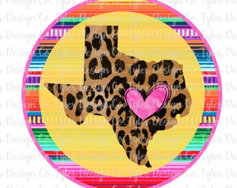 Leopard Texas with Heart & Serape, Watercolor, Sublimation, Digital Design, Instant Download, PNG File