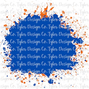 Blue and Orange Background, Paint Splatter, Splash backdrop, Digital Design, Instant Download, PNG File
