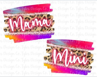 Mama and Mini Leopard Rainbow Design Bundle (PNG Digital Download)