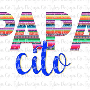 Pode incluir: Um design gráfico colorido com as palavras "PAPA CITO" em uma fonte azul e amarela. As letras "PAPA" são compostas por um padrão de listras coloridas.