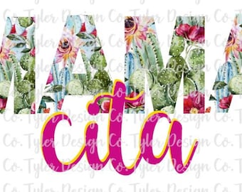 Cactus Mama Cita PNG: Kwiatowy klipart sublimacyjny (pobieranie cyfrowe)