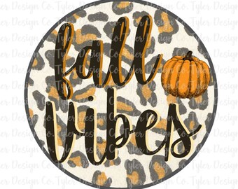 Pumpkin Leopard Fall Vibes Sublimation Design (PNG, JPEG)