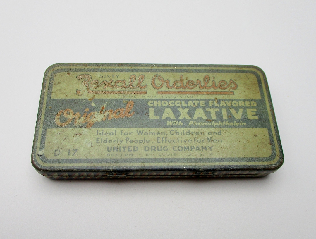 Vintage Rexall Orderlies Laxative Tin Dandtbarnfinds Etsy
