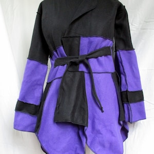 Purple & Black Fleece Pixie Jacket - Elf Jacket - Fleece Sweater - DandTBarnFinds