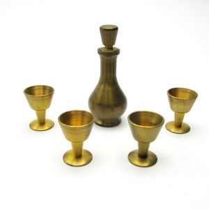 Miniature Brass Decanter and Goblets - DandTBarnFinds