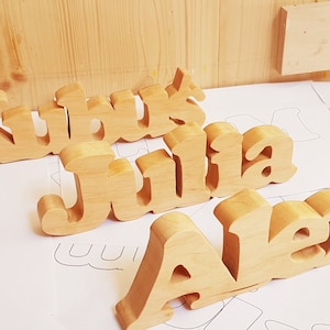 Letras de madera, palabras, nombres, letrero personalizado, decoración de pared, inscripción de madera