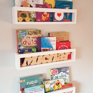 Children's bookshelf bookcase, Wall book shelf, Montessori bookshelf, Nursery bookshelf, Color bookshelves, Bücherregal image 9