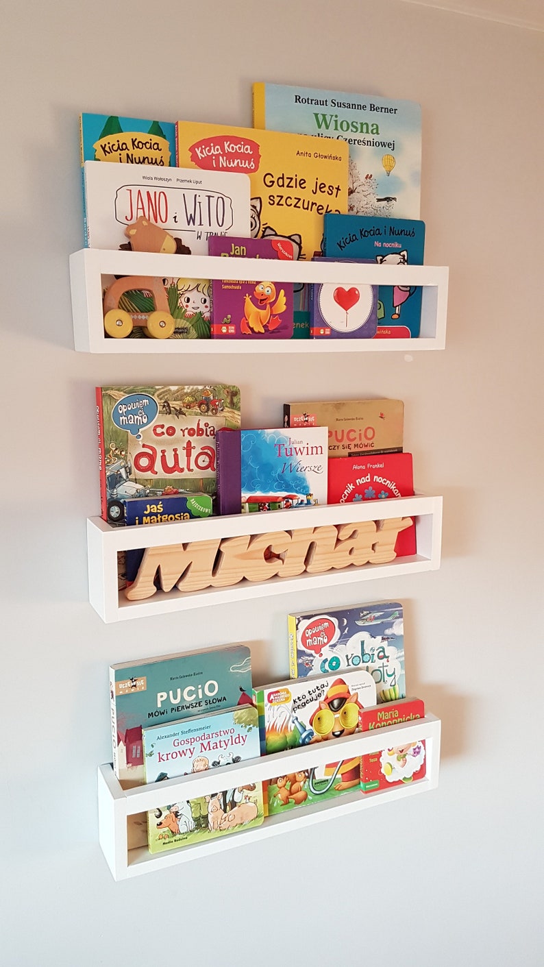 Children's bookshelf bookcase, Wall book shelf, Montessori bookshelf, Nursery bookshelf, Color bookshelves, Bücherregal image 9