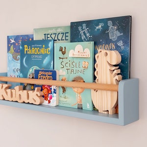 Bibliothèque pour enfants Bibliothèque Bücherregal Étagère murale Montessori Bibliothèque pour enfants Étagère colorée pour livres d'enfants avec garde-corps hadmade